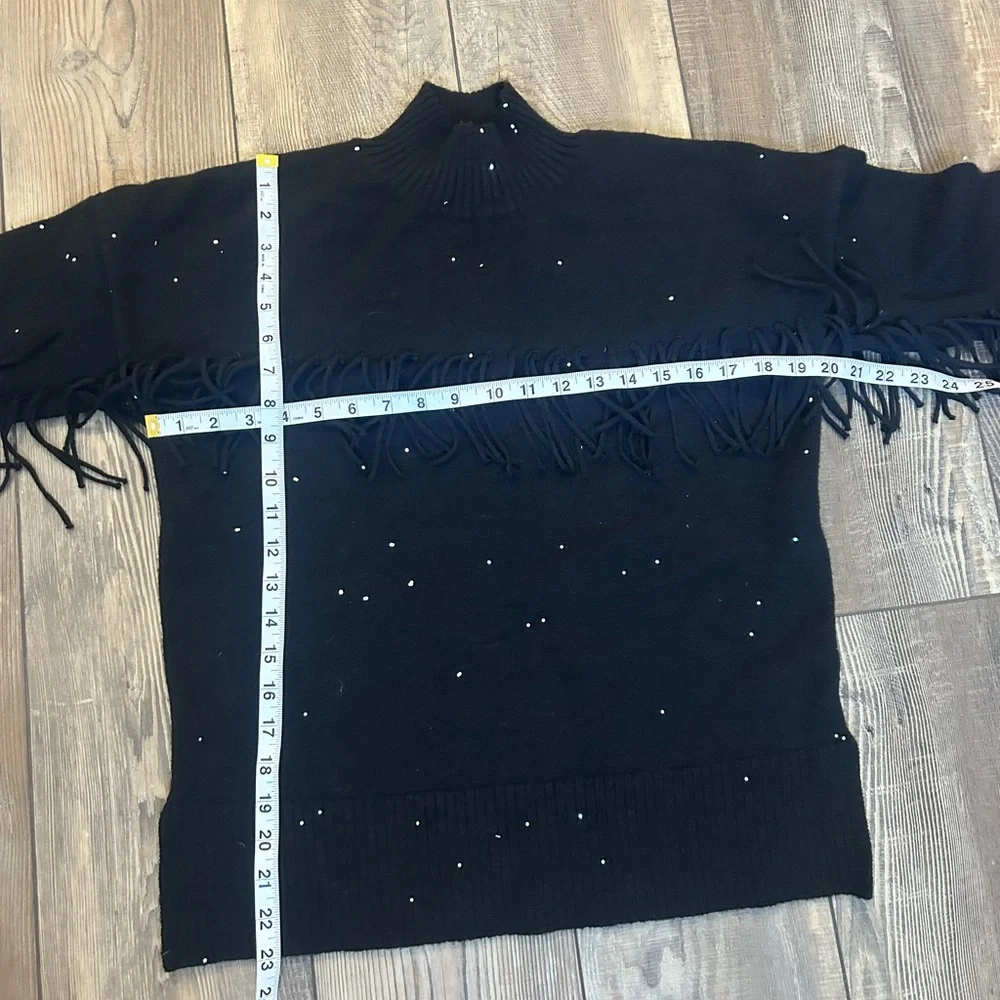 Central Park West Sweater Fringe Sparkle Dots Mock Turtleneck NWOT Size Medium